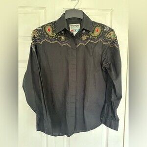 Vintage Wrangler Beaded Western Embellished Button Up Long Sleeve Women Small